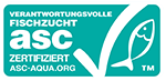 ASC-Logo: Das ASC-Logo repräsentiert die Aquakultur-Stewardship-Rat-Zertifizierung für nachhaltige Fischzucht.